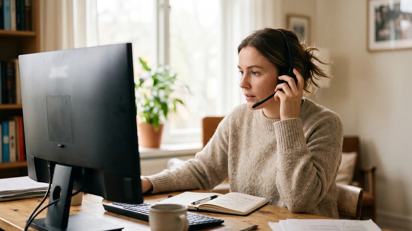 Appointment setter answering an incoming call within seconds of a new fence quote request notification.