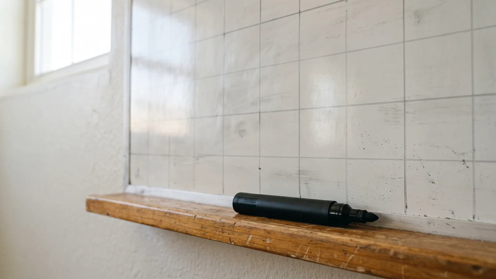 A crew whiteboard booking grid with only two open install slots left before the summer cutoff, marker uncapped on the ledge.